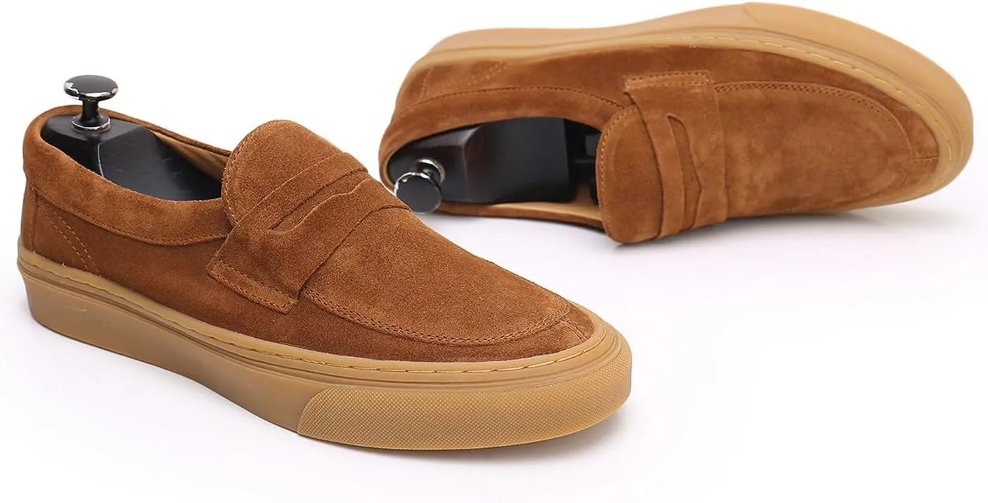 Santimon Mens Dress Shoes Slip-Ons Penny Loafers Suede Slippers Fashion Casual Business Prom Mocasines Boat Fashion Comfortable Breathable Summer Shoes for Men