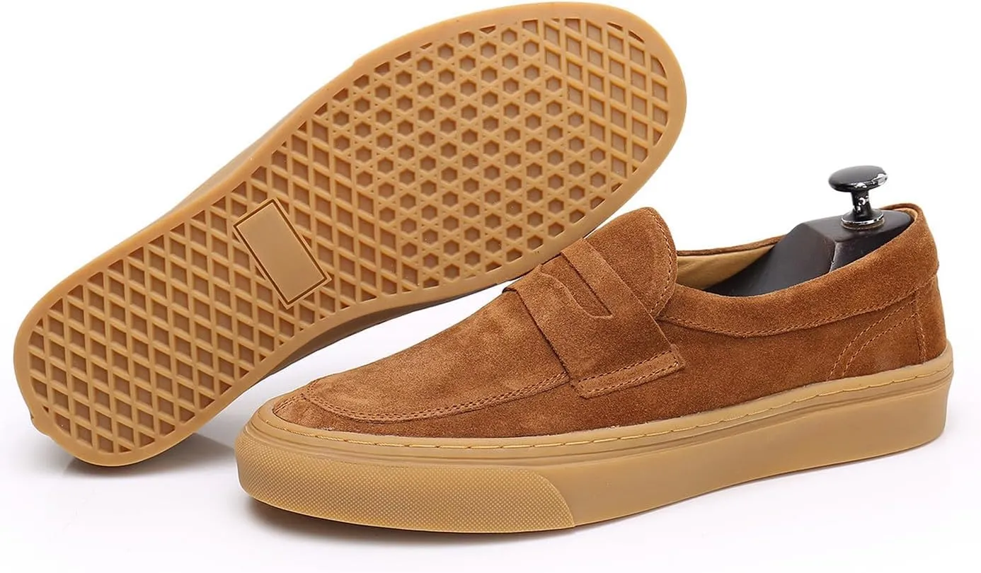 Santimon Mens Dress Shoes Slip-Ons Penny Loafers Suede Slippers Fashion Casual Business Prom Mocasines Boat Fashion Comfortable Breathable Summer Shoes for Men