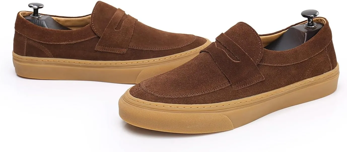 Santimon Mens Dress Shoes Slip-Ons Penny Loafers Suede Slippers Fashion Casual Business Prom Mocasines Boat Fashion Comfortable Breathable Summer Shoes for Men
