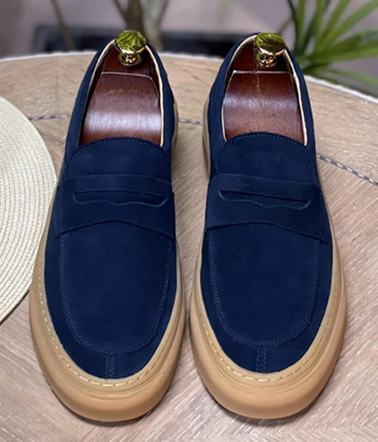 Santimon Mens Dress Shoes Slip-Ons Penny Loafers Suede Slippers Fashion Casual Business Prom Mocasines Boat Fashion Comfortable Breathable Summer Shoes for Men
