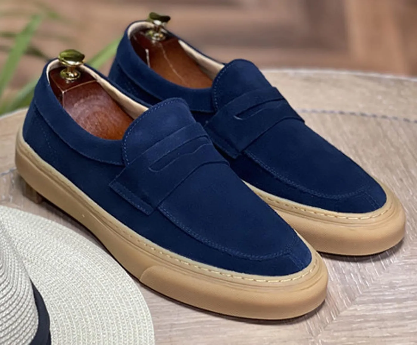 Santimon Mens Dress Shoes Slip-Ons Penny Loafers Suede Slippers Fashion Casual Business Prom Mocasines Boat Fashion Comfortable Breathable Summer Shoes for Men