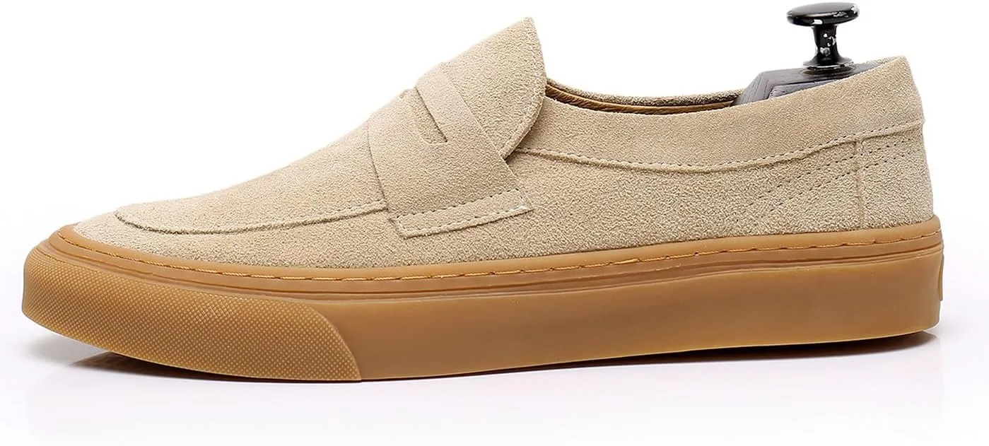 Santimon Mens Dress Shoes Slip-Ons Penny Loafers Suede Slippers Fashion Casual Business Prom Mocasines Boat Fashion Comfortable Breathable Summer Shoes for Men