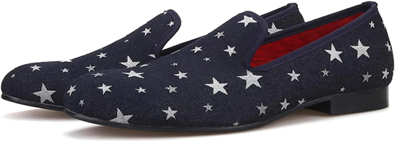 Santimon Men's Loafers & Slip-Ons Foraml Dress Penny Loafers Fashion Prom Wedding Pentagram Shoes Tuxedo Business Casual Snmoking Party Disco Driving Western Moccasinsa for Men Boy