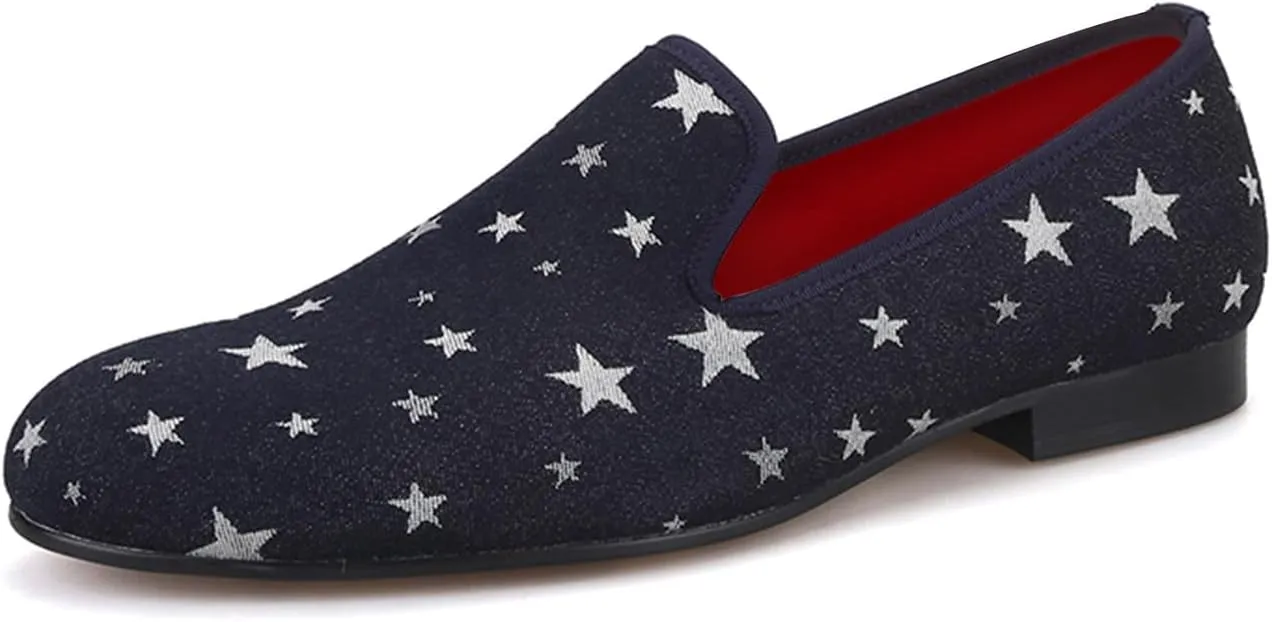 Santimon Men's Loafers & Slip-Ons Foraml Dress Penny Loafers Fashion Prom Wedding Pentagram Shoes Tuxedo Business Casual Snmoking Party Disco Driving Western Moccasinsa for Men Boy