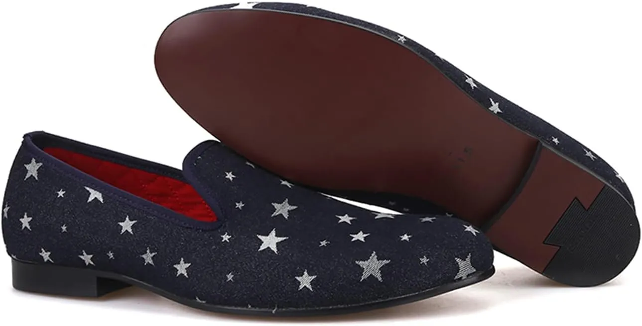 Santimon Men's Loafers & Slip-Ons Foraml Dress Penny Loafers Fashion Prom Wedding Pentagram Shoes Tuxedo Business Casual Snmoking Party Disco Driving Western Moccasinsa for Men Boy