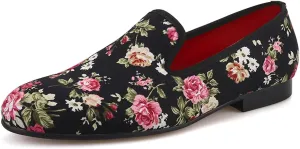 Santimon Men's Loafers & Slip-Ons Prom Black Dress Penny Loafers Fashion Tuxedo Wedding Formal Business Casual Luxury Flowers Shoes Smoking Party Disco Ballroom Driving Moccasins for Men