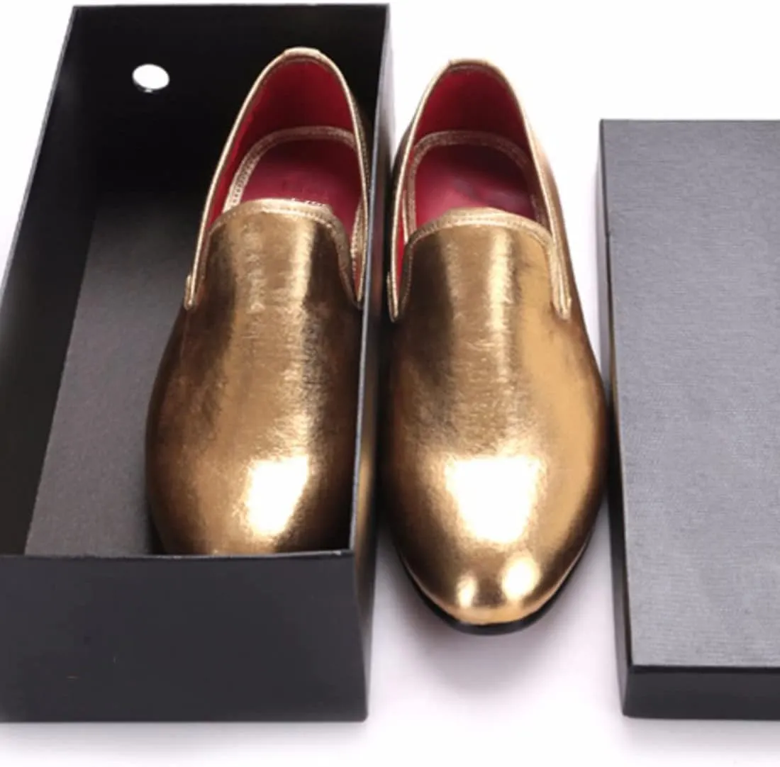 Santimon Men's Loafers & Slip-Ons Prom Gold Dress Velvet Penny Loafers Fashion Tuxedo Wedding Casual Business Luxury Shoes Smoking Party Disco Moccasins for Men