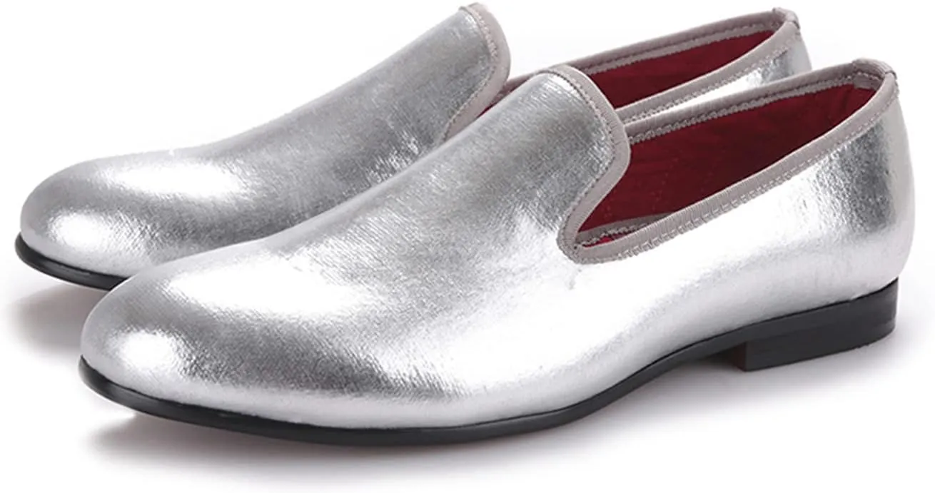 Santimon Men's Loafers & Slip-Ons Prom Gold Dress Velvet Penny Loafers Fashion Tuxedo Wedding Casual Business Luxury Shoes Smoking Party Disco Moccasins for Men