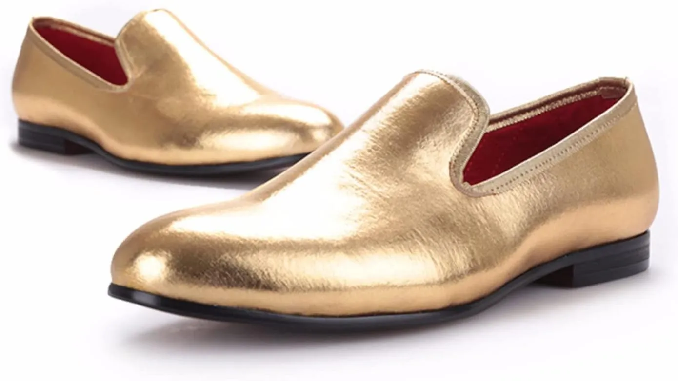 Santimon Men's Loafers & Slip-Ons Prom Gold Dress Velvet Penny Loafers Fashion Tuxedo Wedding Casual Business Luxury Shoes Smoking Party Disco Moccasins for Men