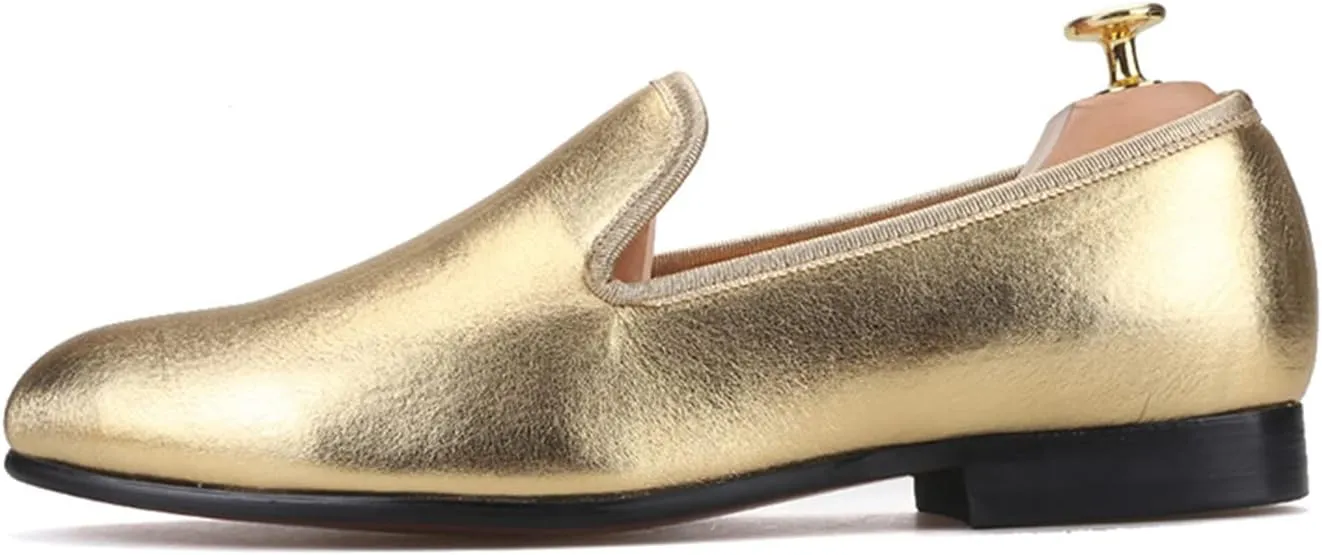 Santimon Men's Loafers & Slip-Ons Prom Gold Dress Velvet Penny Loafers Fashion Tuxedo Wedding Casual Business Luxury Shoes Smoking Party Disco Moccasins for Men