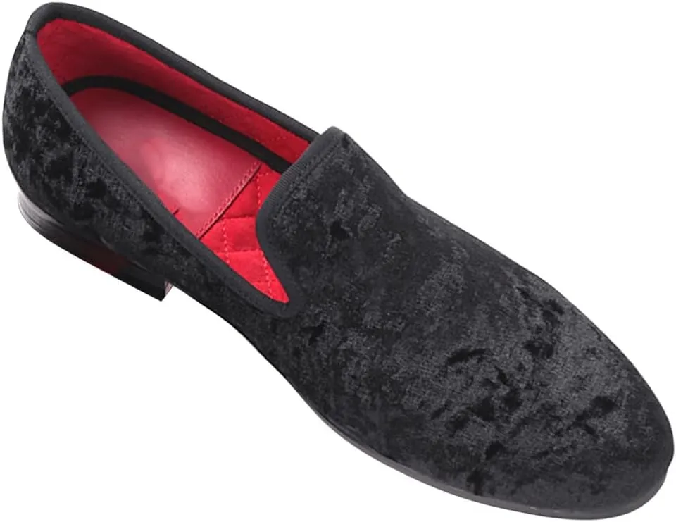 Santimon Men's Loafers & Slip-Ons Prom Party Dress Velvet Penny Loafers Fashion Tuxedo Wedding Casual Business Luxury Shoes Smoking Bar Disco Moccasins for Men Boy