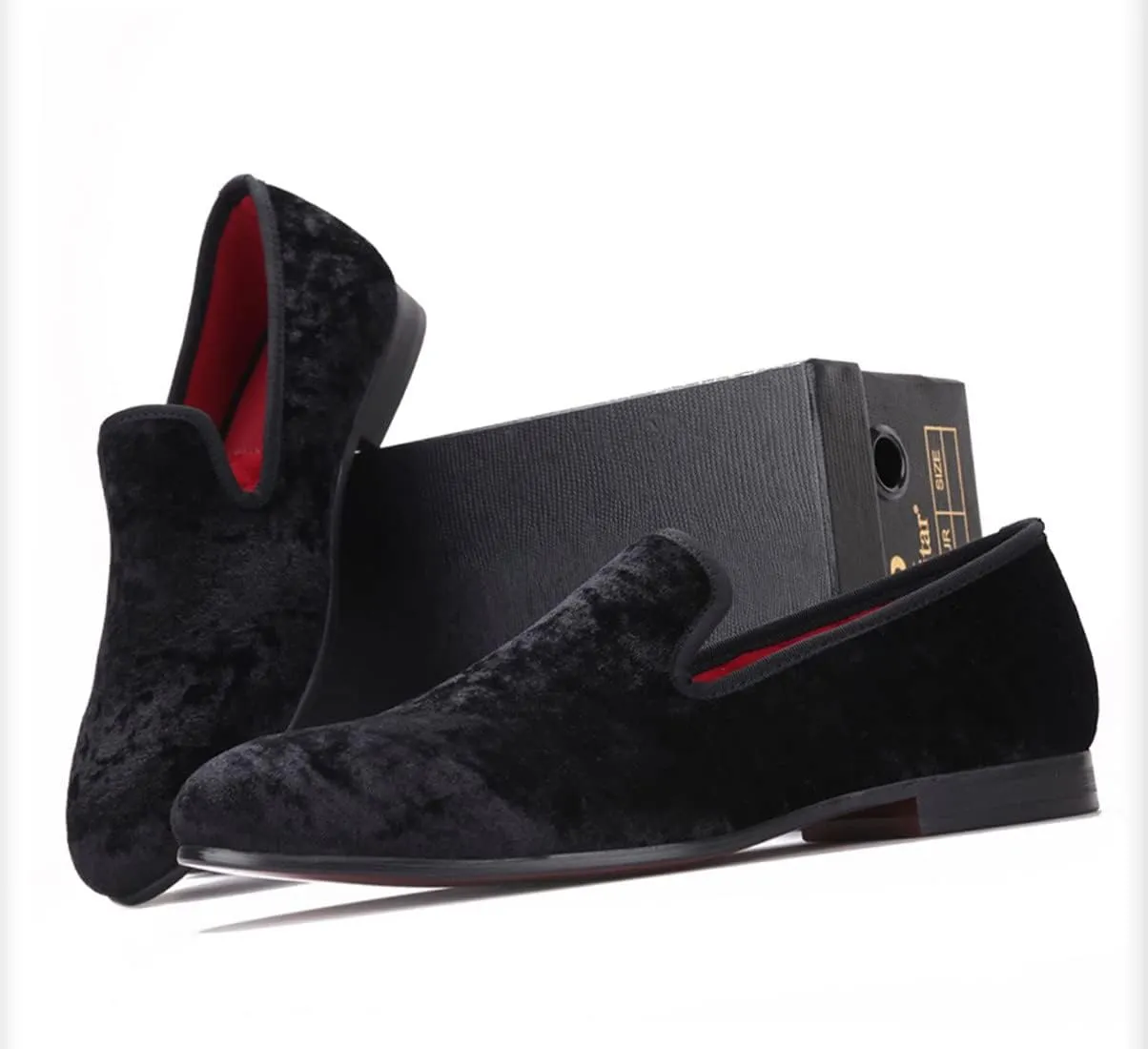 Santimon Men's Loafers & Slip-Ons Prom Party Dress Velvet Penny Loafers Fashion Tuxedo Wedding Casual Business Luxury Shoes Smoking Bar Disco Moccasins for Men Boy