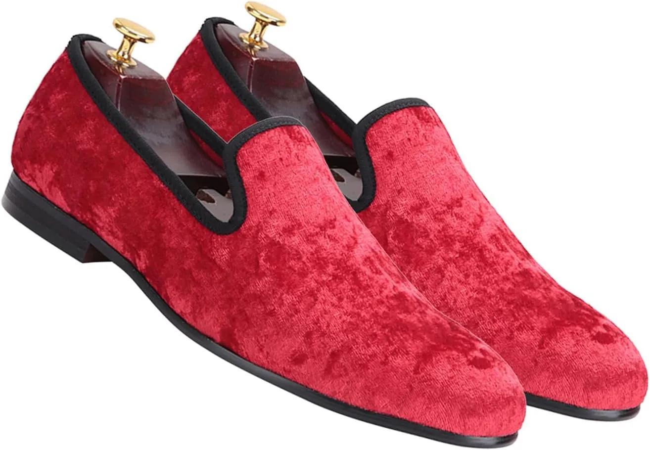 Santimon Men's Loafers & Slip-Ons Prom Party Dress Velvet Penny Loafers Fashion Tuxedo Wedding Casual Business Luxury Shoes Smoking Bar Disco Moccasins for Men Boy