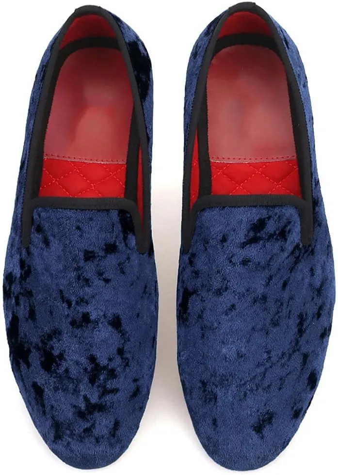 Santimon Men's Loafers & Slip-Ons Prom Party Dress Velvet Penny Loafers Fashion Tuxedo Wedding Casual Business Luxury Shoes Smoking Bar Disco Moccasins for Men Boy