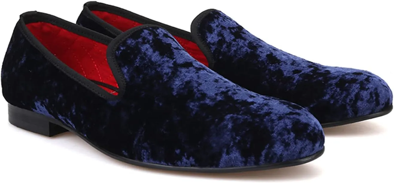 Santimon Men's Loafers & Slip-Ons Prom Party Dress Velvet Penny Loafers Fashion Tuxedo Wedding Casual Business Luxury Shoes Smoking Bar Disco Moccasins for Men Boy