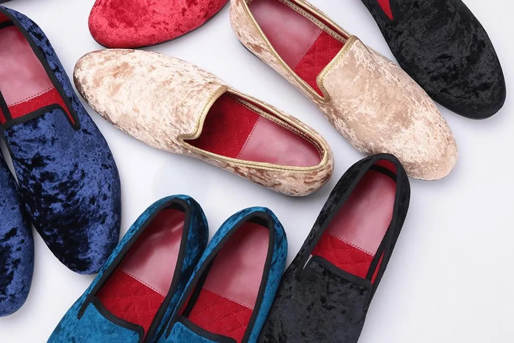 Santimon Men's Loafers & Slip-Ons Prom Party Dress Velvet Penny Loafers Fashion Tuxedo Wedding Casual Business Luxury Shoes Smoking Bar Disco Moccasins for Men Boy