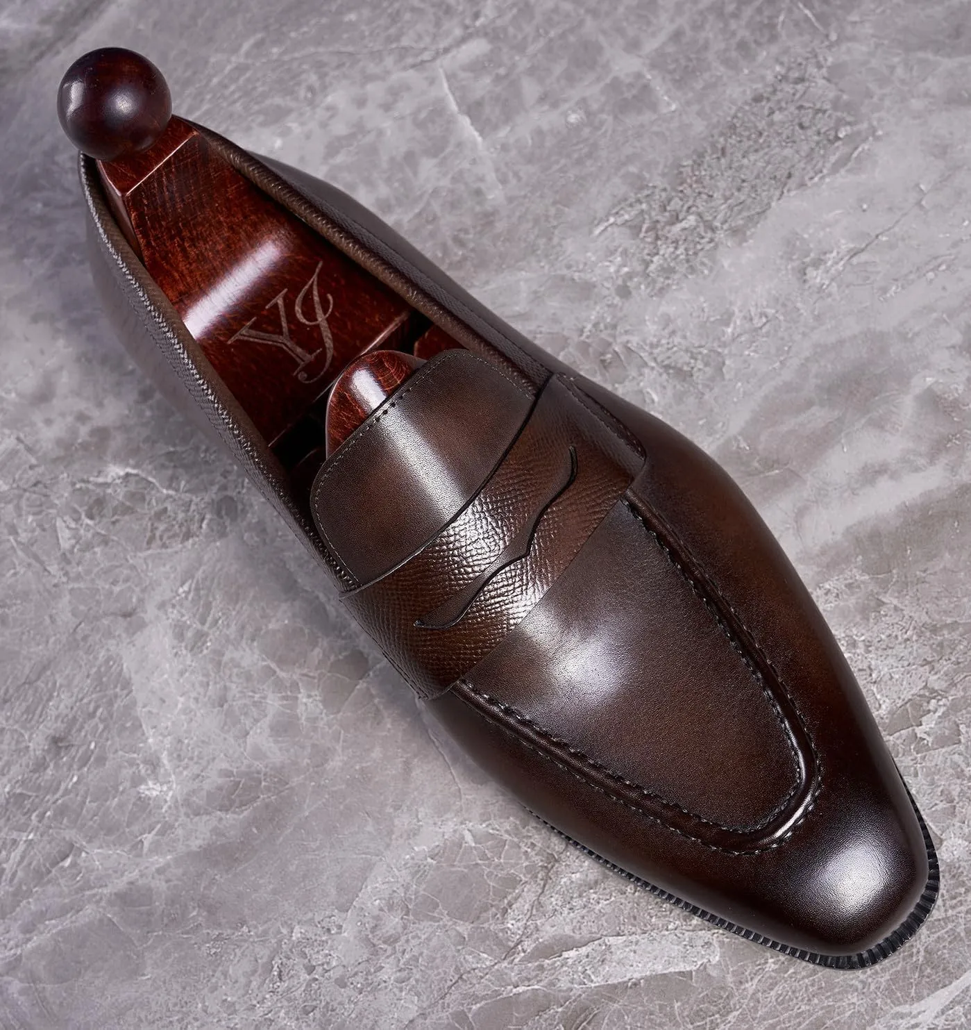 Santimon Men's Loafers & Slip-Ons Wedding Dress Genuine Leather Prom Formal Mocasines Business Casual Penny Loafers Comfortable Tuxedo Shoes for Men