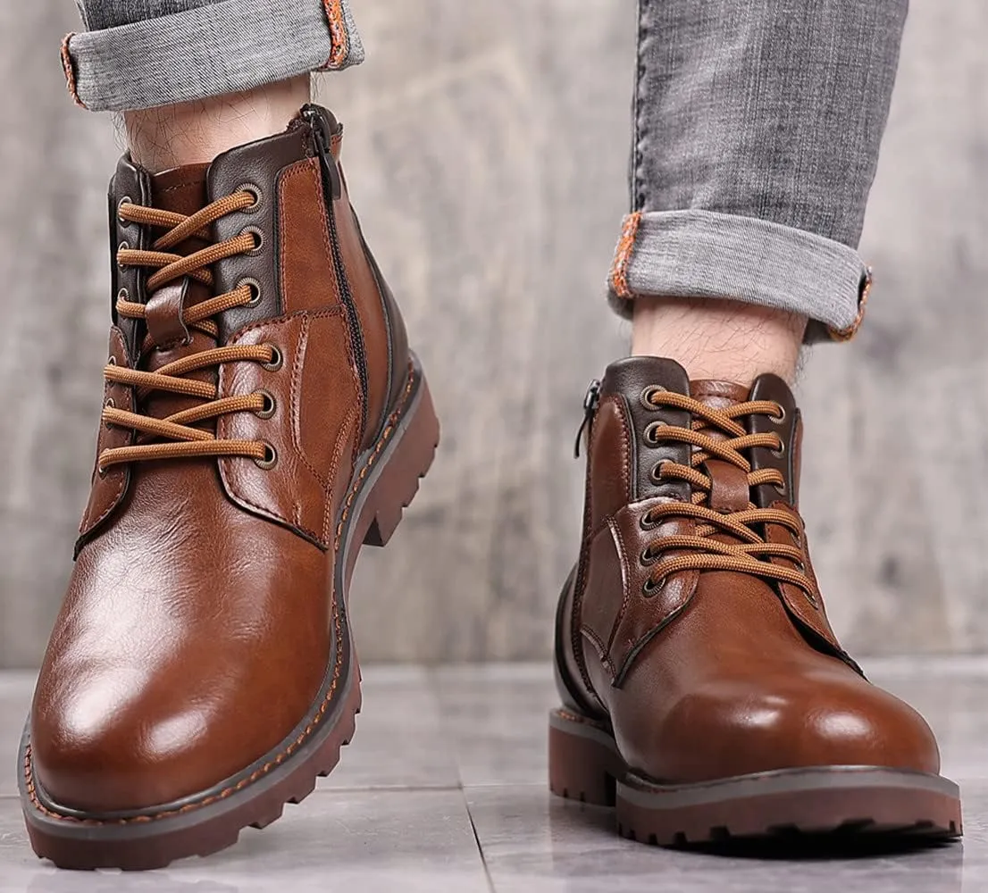 Santimon Mens Work Classic Oxfords Boot Service Dress Casual Leather Slip Resistant Combat Hiking Boots