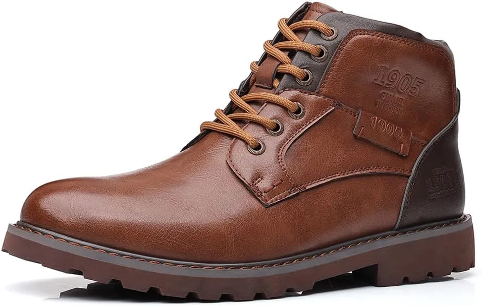 Santimon Mens Work Classic Oxfords Boot Service Dress Casual Leather Slip Resistant Combat Hiking Boots