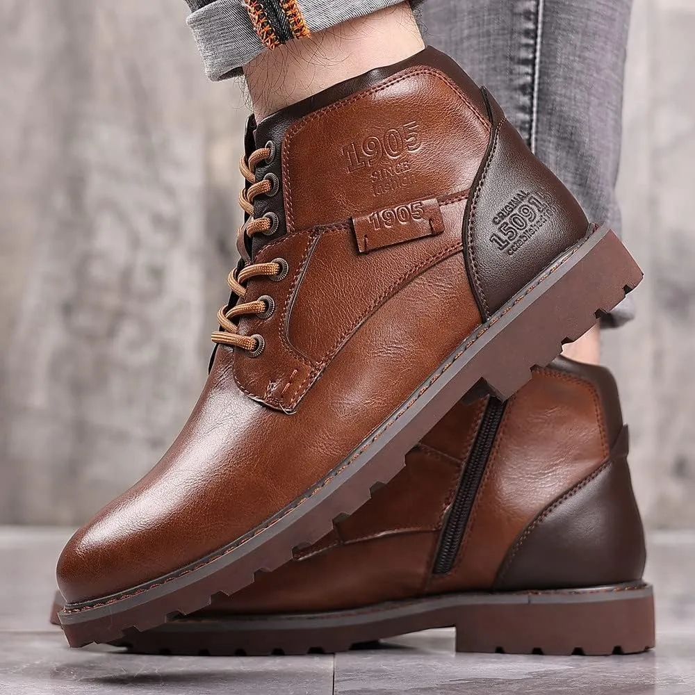 Santimon Mens Work Classic Oxfords Boot Service Dress Casual Leather Slip Resistant Combat Hiking Boots