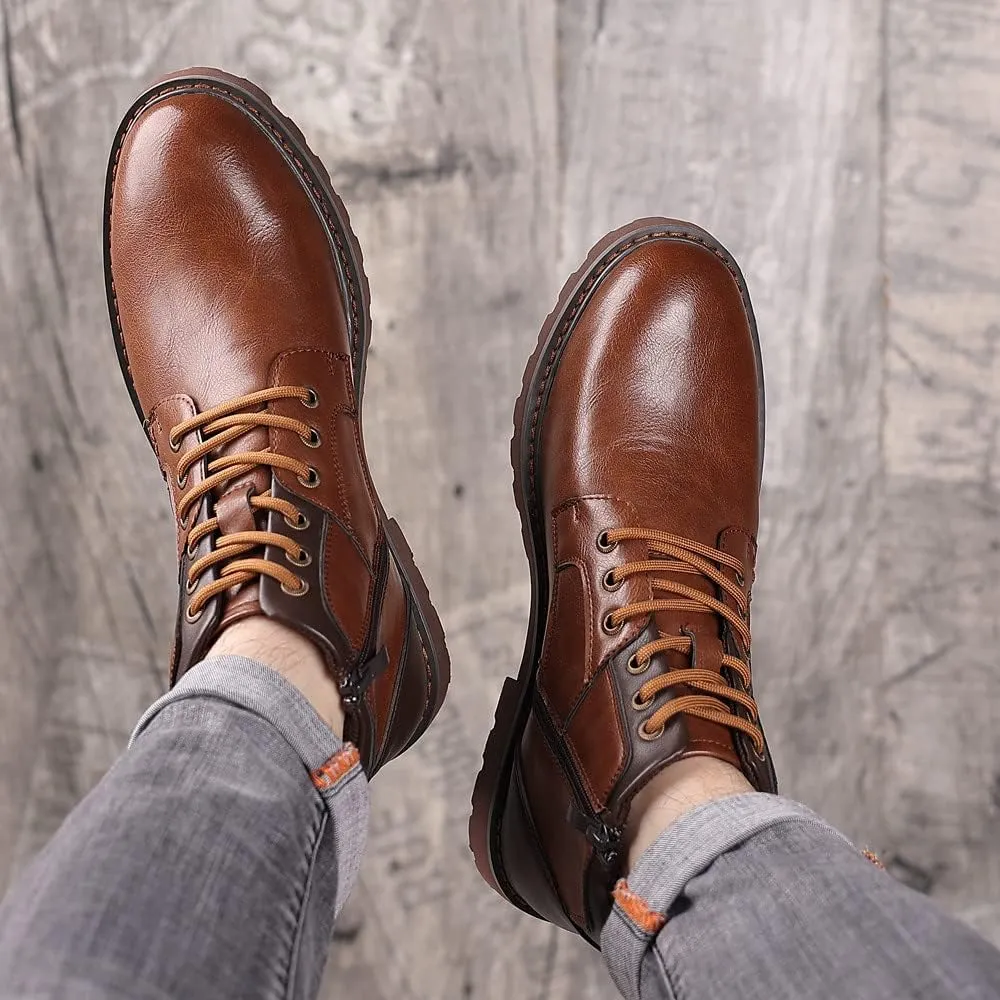 Santimon Mens Work Classic Oxfords Boot Service Dress Casual Leather Slip Resistant Combat Hiking Boots