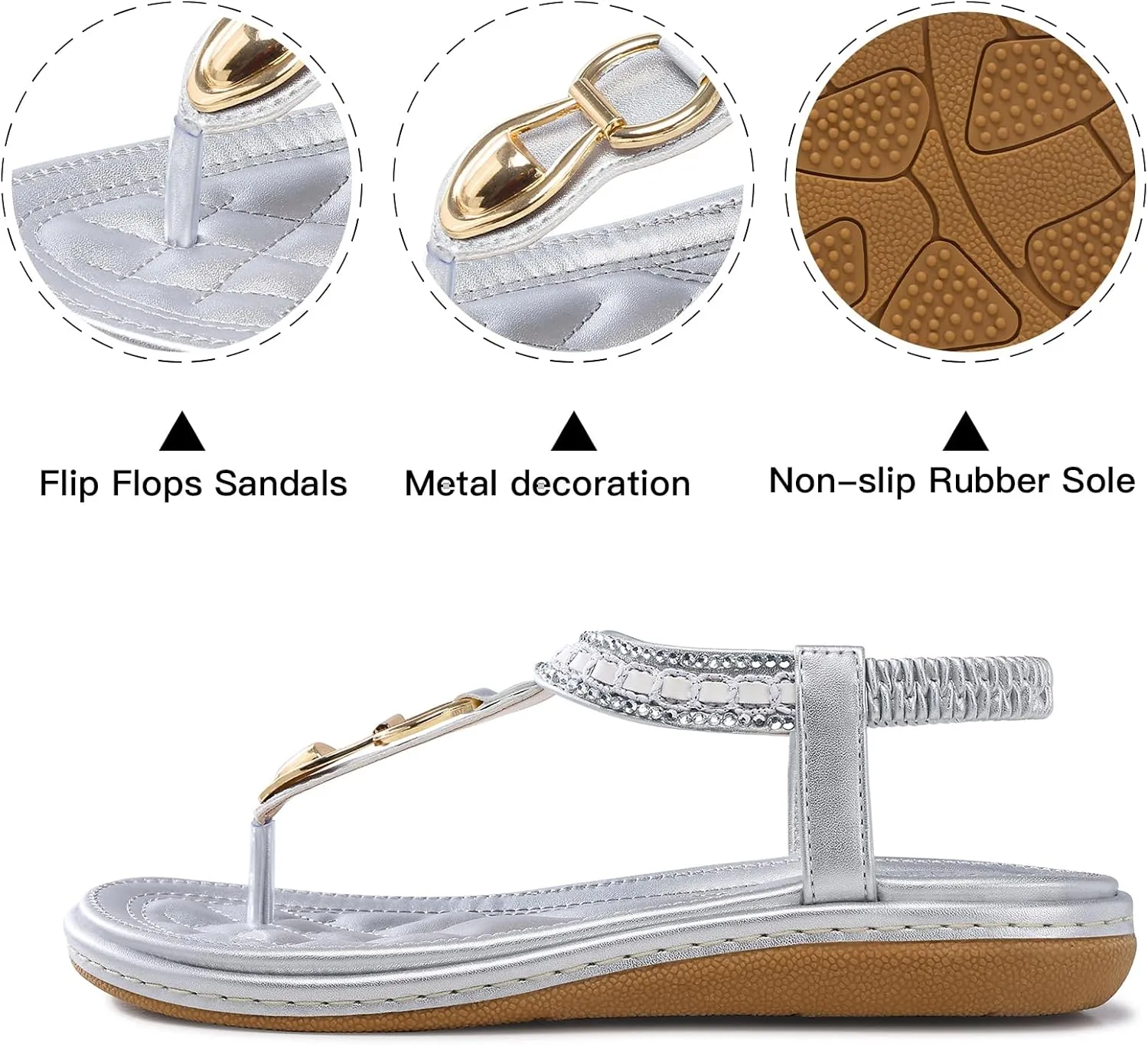 SHIBEVER Womens Sandals Dressy Summer: Women Comfortable Walking Flat Bohemian T-Strap Ladies Casual Comfy Sandals