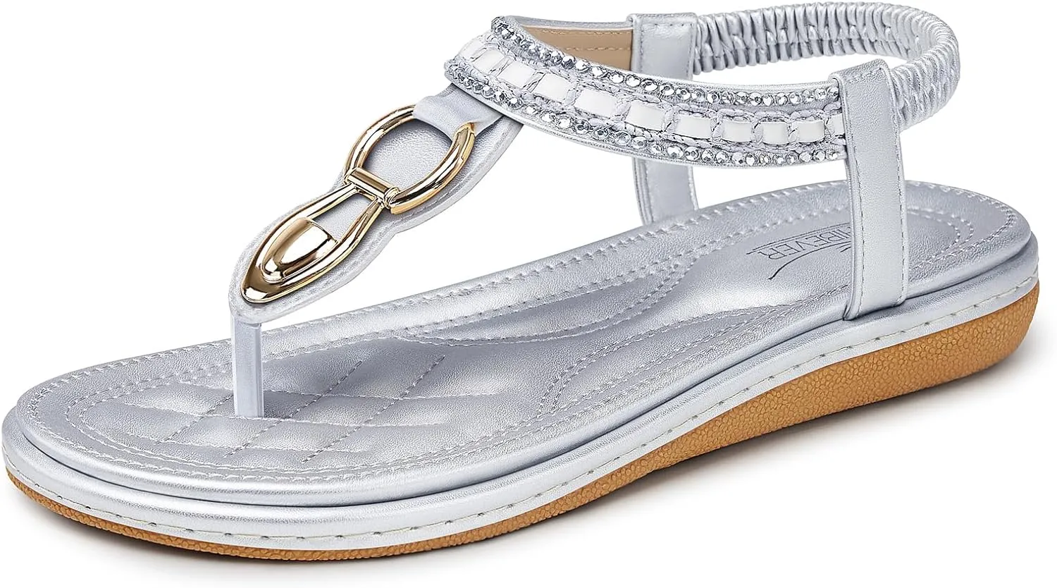 SHIBEVER Womens Sandals Dressy Summer: Women Comfortable Walking Flat Bohemian T-Strap Ladies Casual Comfy Sandals