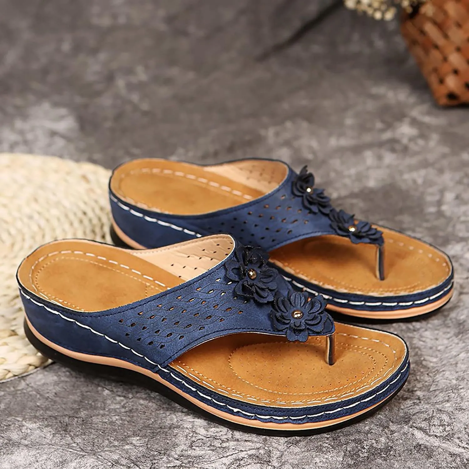 Shoes for Women, Women Summer Dressy Sandals Trendy Wedge Sandal Thong Slippers Comfy Walk Flip Flops