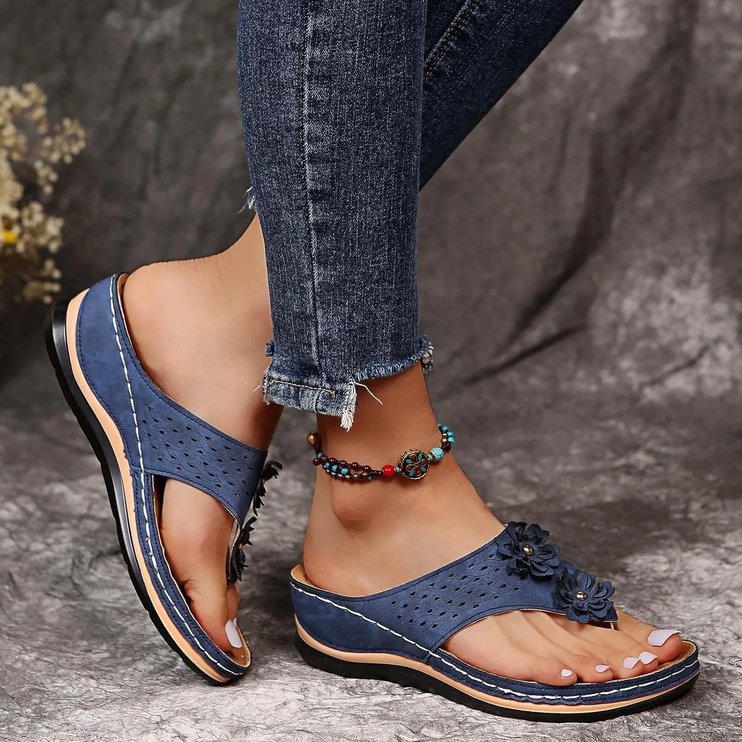Shoes for Women, Women Summer Dressy Sandals Trendy Wedge Sandal Thong Slippers Comfy Walk Flip Flops