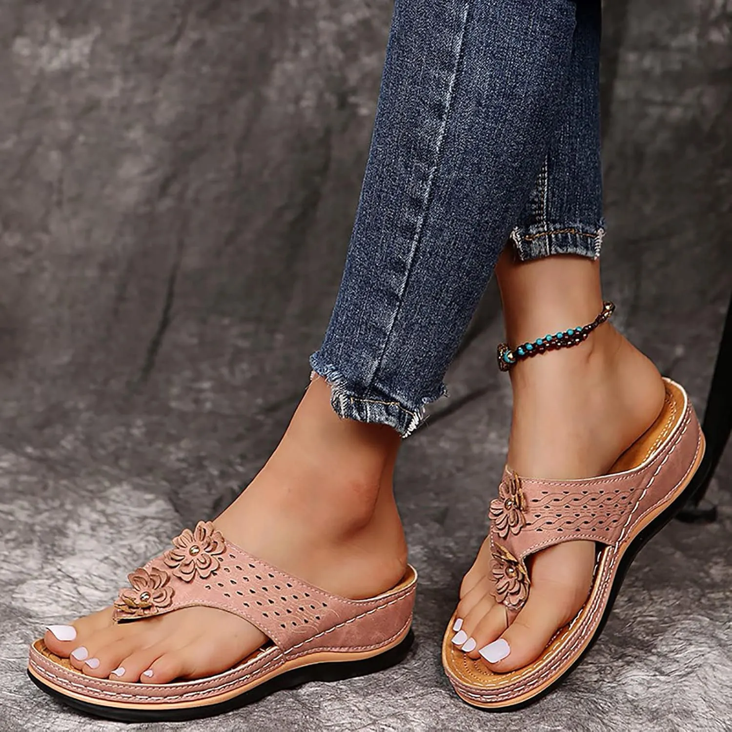 Shoes for Women, Women Summer Dressy Sandals Trendy Wedge Sandal Thong Slippers Comfy Walk Flip Flops