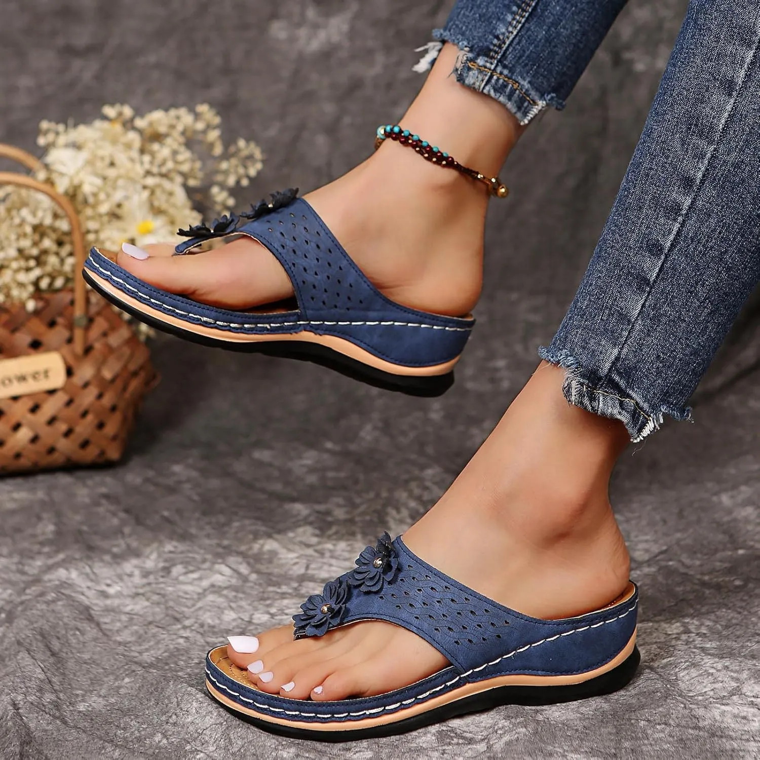 Shoes for Women, Women Summer Dressy Sandals Trendy Wedge Sandal Thong Slippers Comfy Walk Flip Flops