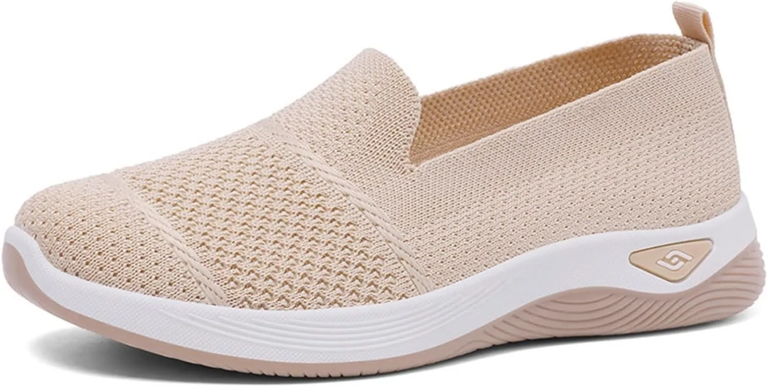 Slip On Orthopedic Sneakers Women Woven Orthopedic Breathable Soft Shoes Walking Flying Sneakers Diabetic Foam Walking Shoes Lightweight Wide Width Soft Sole Arch Support Non-Slip Shoe