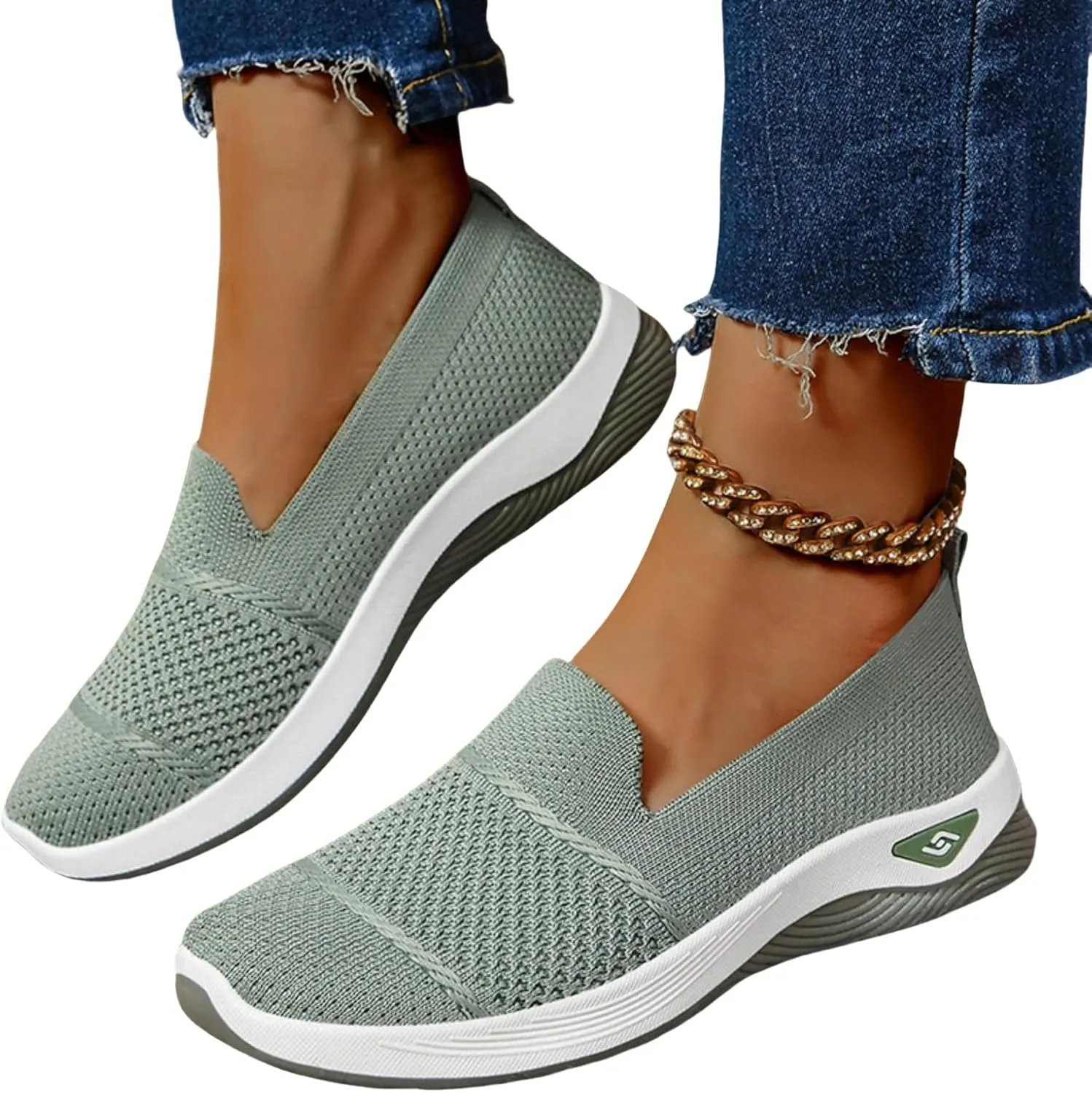 Slip On Orthopedic Sneakers Women Woven Orthopedic Breathable Soft Shoes Walking Flying Sneakers Diabetic Foam Walking Shoes Lightweight Wide Width Soft Sole Arch Support Non-Slip Shoe