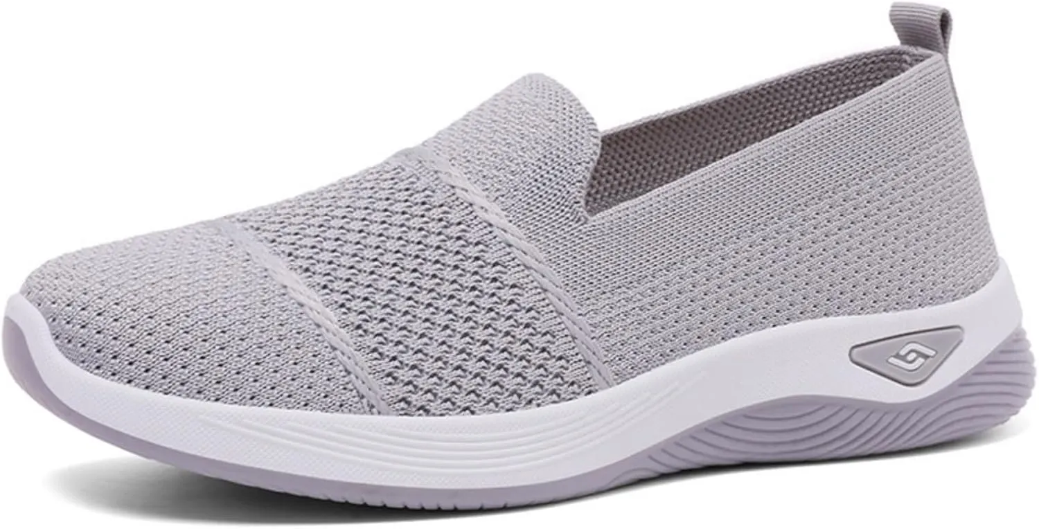 Slip On Orthopedic Sneakers Women Woven Orthopedic Breathable Soft Shoes Walking Flying Sneakers Diabetic Foam Walking Shoes Lightweight Wide Width Soft Sole Arch Support Non-Slip Shoe