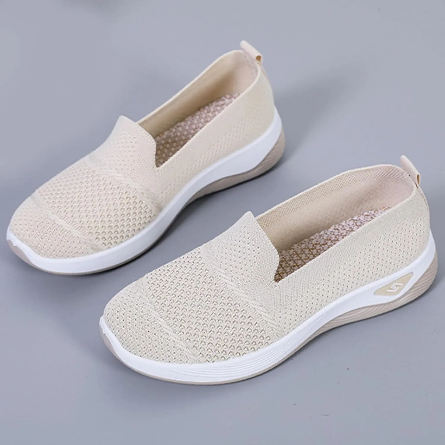 Slip On Orthopedic Sneakers Women Woven Orthopedic Breathable Soft Shoes Walking Flying Sneakers Diabetic Foam Walking Shoes Lightweight Wide Width Soft Sole Arch Support Non-Slip Shoe