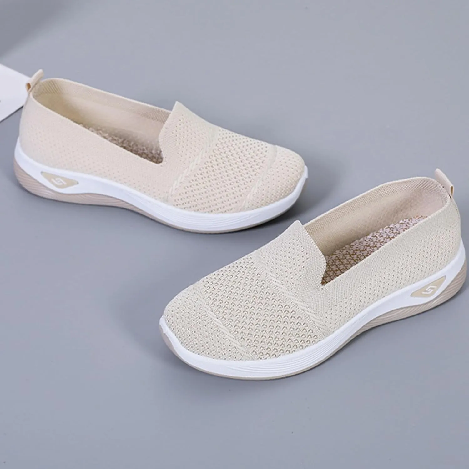Slip On Orthopedic Sneakers Women Woven Orthopedic Breathable Soft Shoes Walking Flying Sneakers Diabetic Foam Walking Shoes Lightweight Wide Width Soft Sole Arch Support Non-Slip Shoe