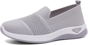 Slip On Orthopedic Sneakers Women Woven Orthopedic Breathable Soft Shoes Walking Flying Sneakers Diabetic Foam Walking Shoes Lightweight Wide Width Soft Sole Arch Support Non-Slip Shoe
