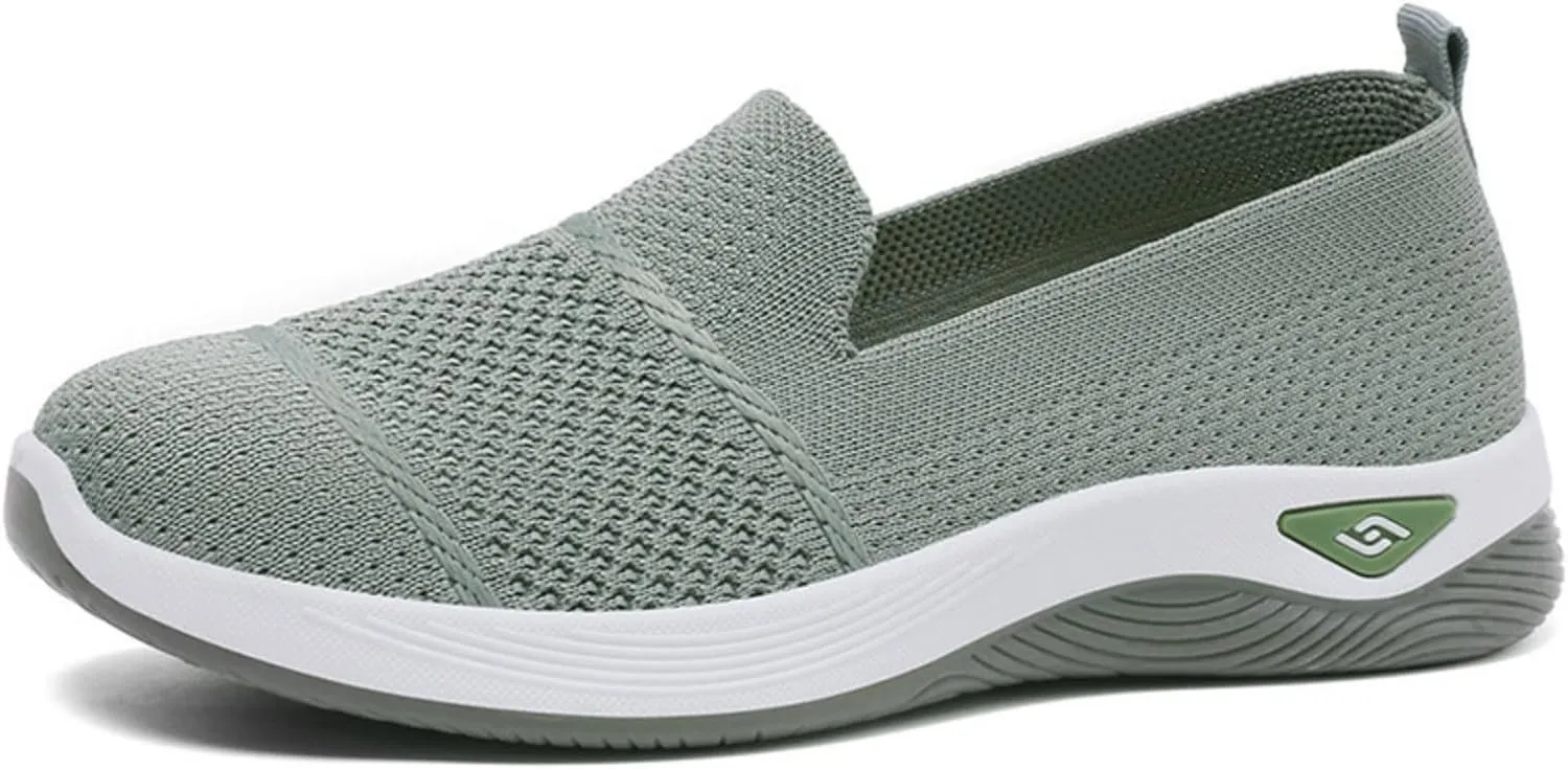 Slip On Orthopedic Sneakers Women Woven Orthopedic Breathable Soft Shoes Walking Flying Sneakers Diabetic Foam Walking Shoes Lightweight Wide Width Soft Sole Arch Support Non-Slip Shoe