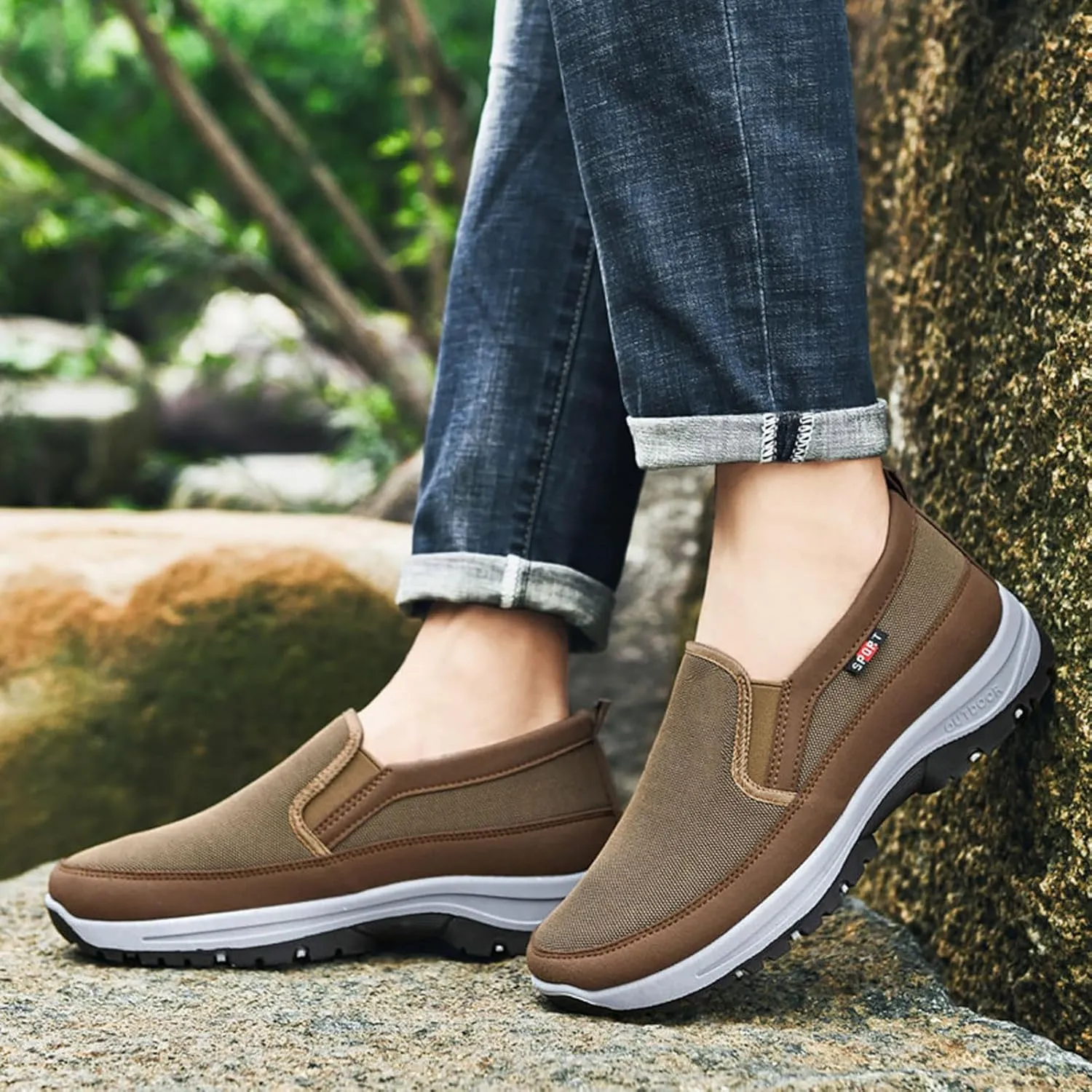 Slip on Walking Shoes for Men Comfortable Memory Foam Ultra Lightweight Breathable Fashion Sneakers Non Slip Arch Support Cushioning Athletic Running Shoes