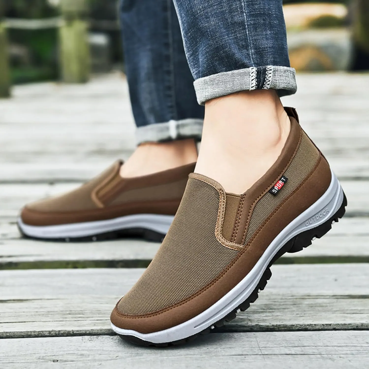 Slip on Walking Shoes for Men Comfortable Memory Foam Ultra Lightweight Breathable Fashion Sneakers Non Slip Arch Support Cushioning Athletic Running Shoes