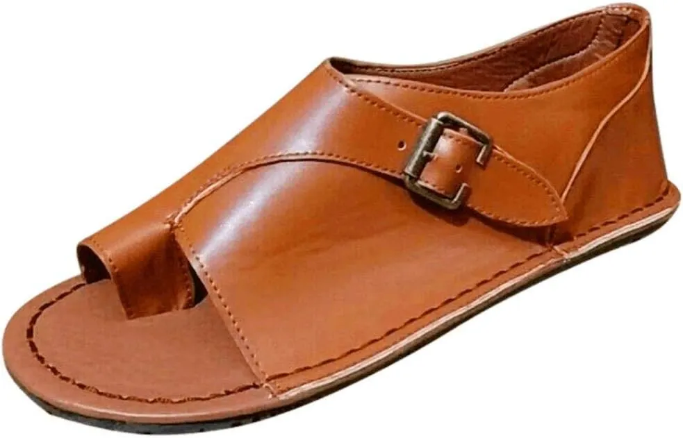 Slippers for Women Open Toe Gibobby Plus Size Holiday Flat Ankle Beach Shoes Fish Mouth Roman Loafers Sandals