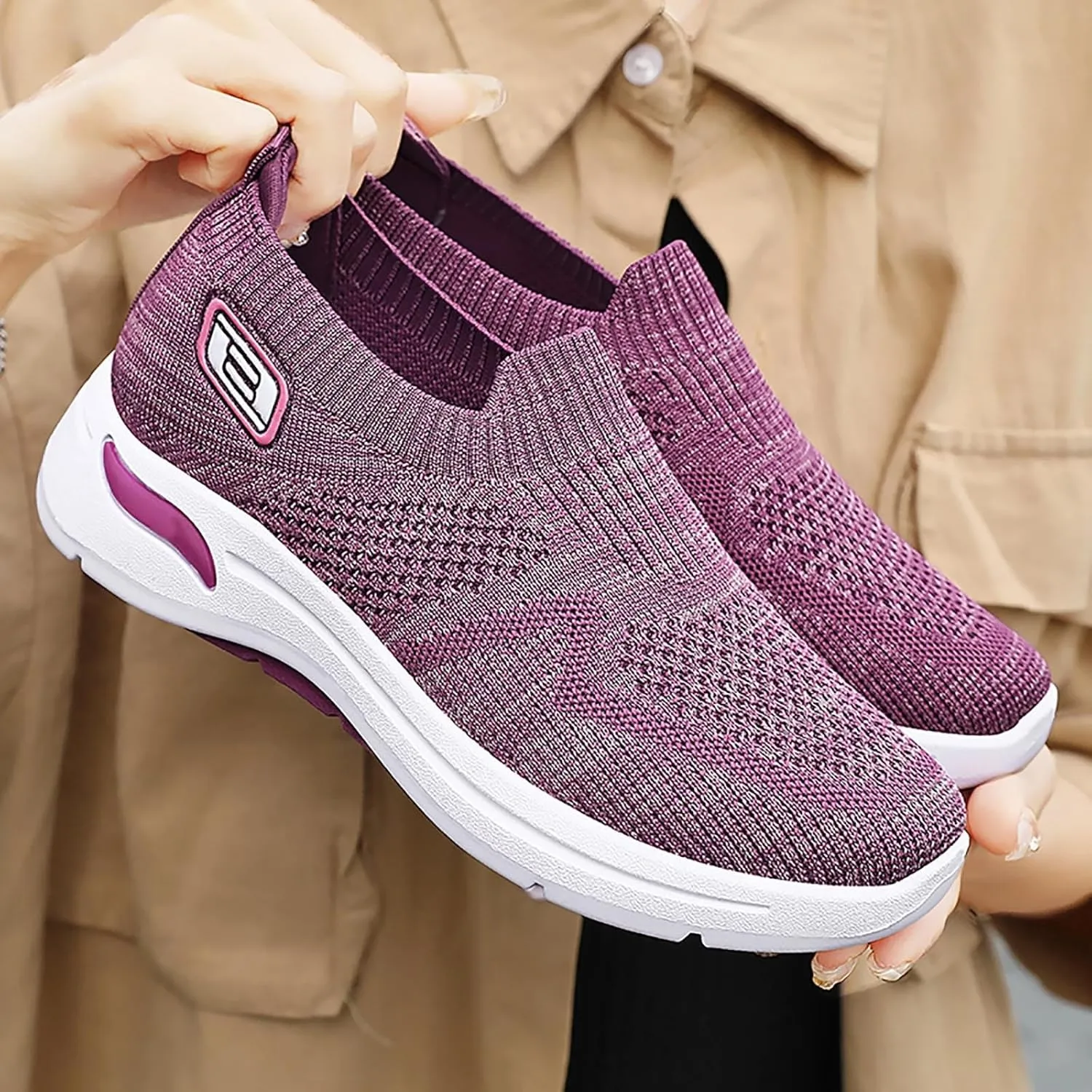 Sneakers for Women Summer Fashion Mesh Shoes Soft Sole Stretch Cushion Shoes Casual Breathable Minimalist Shoes