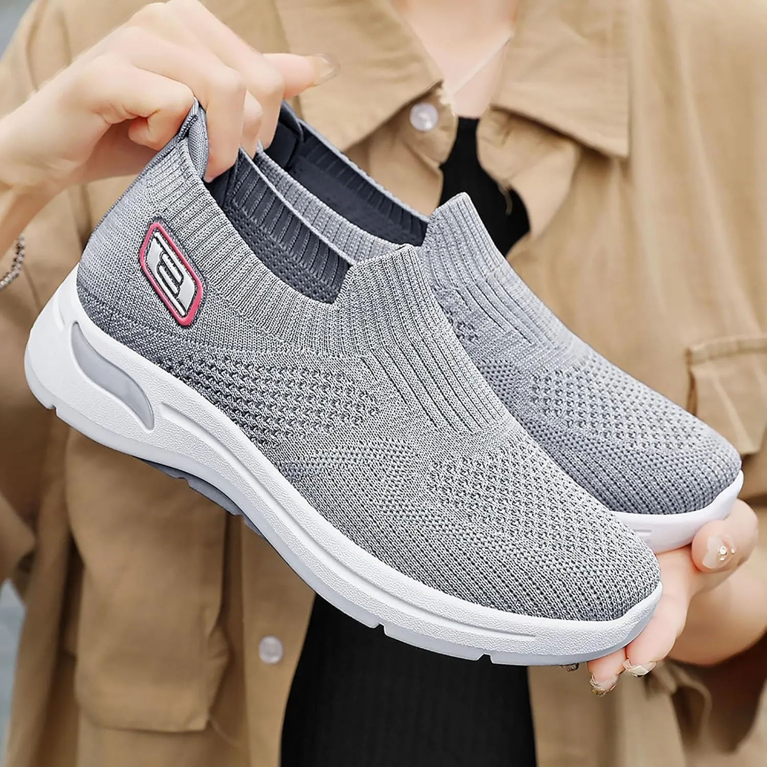 Sneakers for Women Summer Fashion Mesh Shoes Soft Sole Stretch Cushion Shoes Casual Breathable Minimalist Shoes