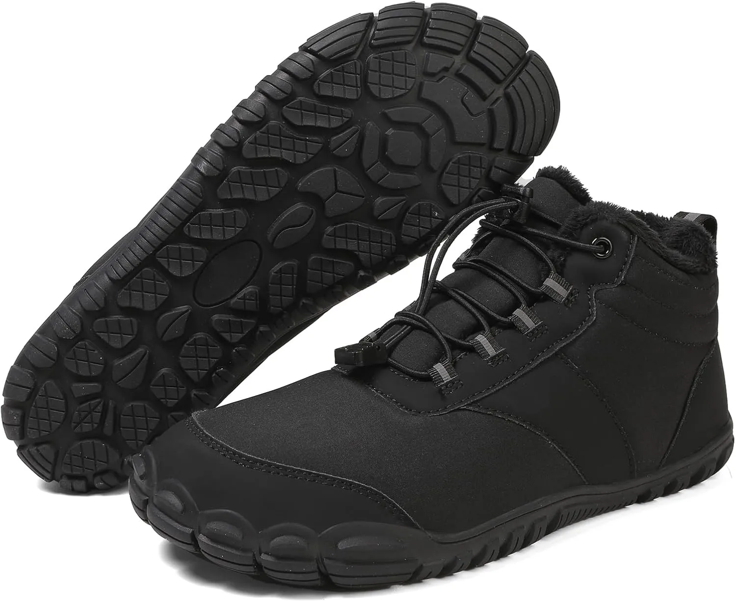 Snow Boots for Women&Men Winter Boots Barefoot Women's Men's Warm Faux Fur Lined Waterproof Snow Sneakers Wide Toe Box Zero Drop Ankle Booties Slip On Minimalist Barefoot Winter Casual Shoes