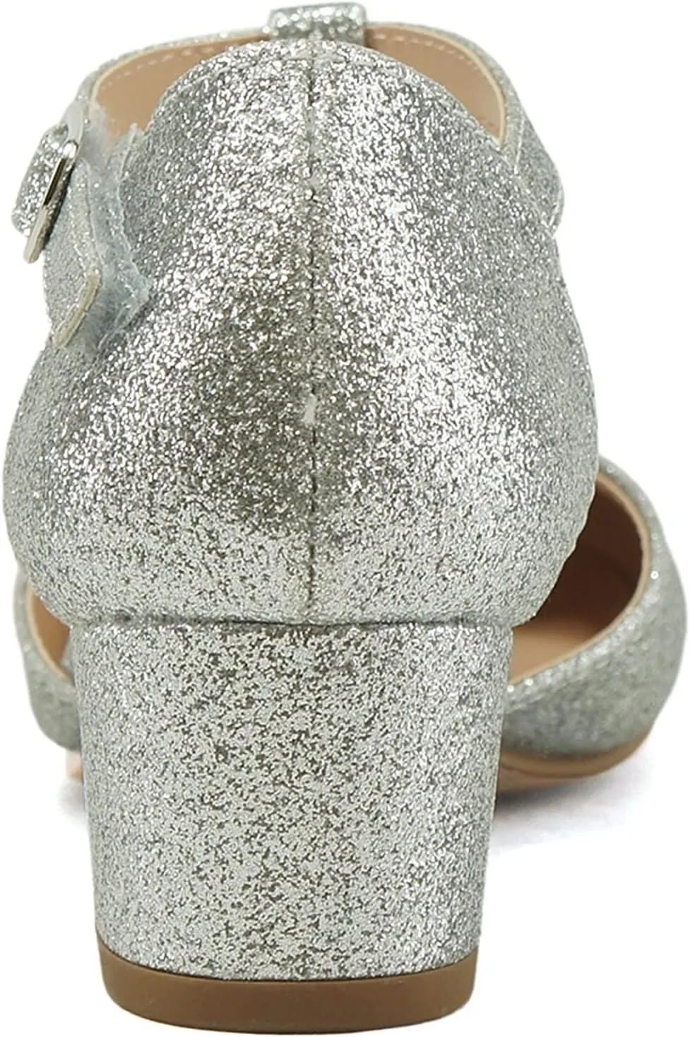 Soda Bluff-2 Kids/Children/Girls Fashion Sparkly Bling Glitter Classic T-Strap Mary Jane Block Heel Rounded Shoes