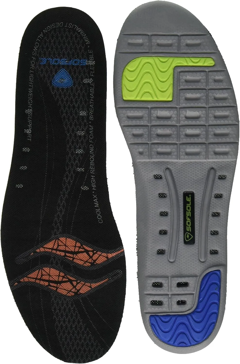 Sof Sole Men's Thin Fit Medium Arch Lightweight Low Volume Shoe Insole