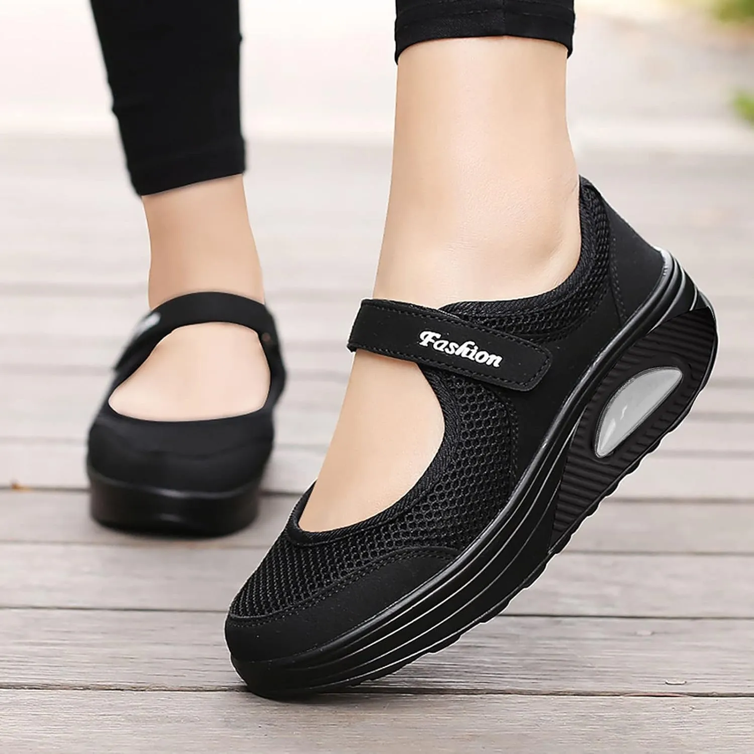Stretch Cushion Shoes for Women Fashion Lightweight Shoes Casual Workout Shoes Hook Loop Breathable Shoes