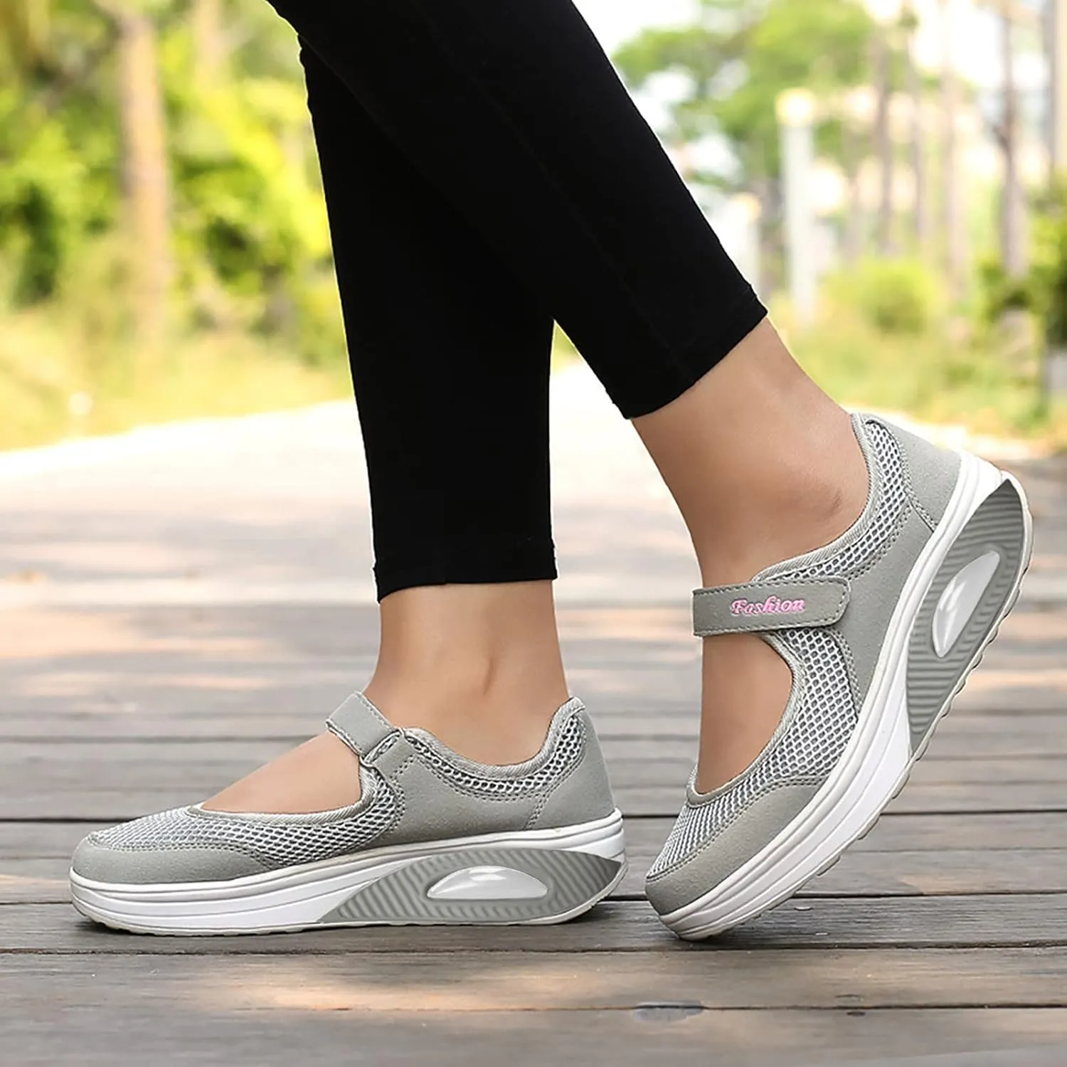 Stretch Cushion Shoes for Women Fashion Lightweight Shoes Casual Workout Shoes Hook Loop Breathable Shoes