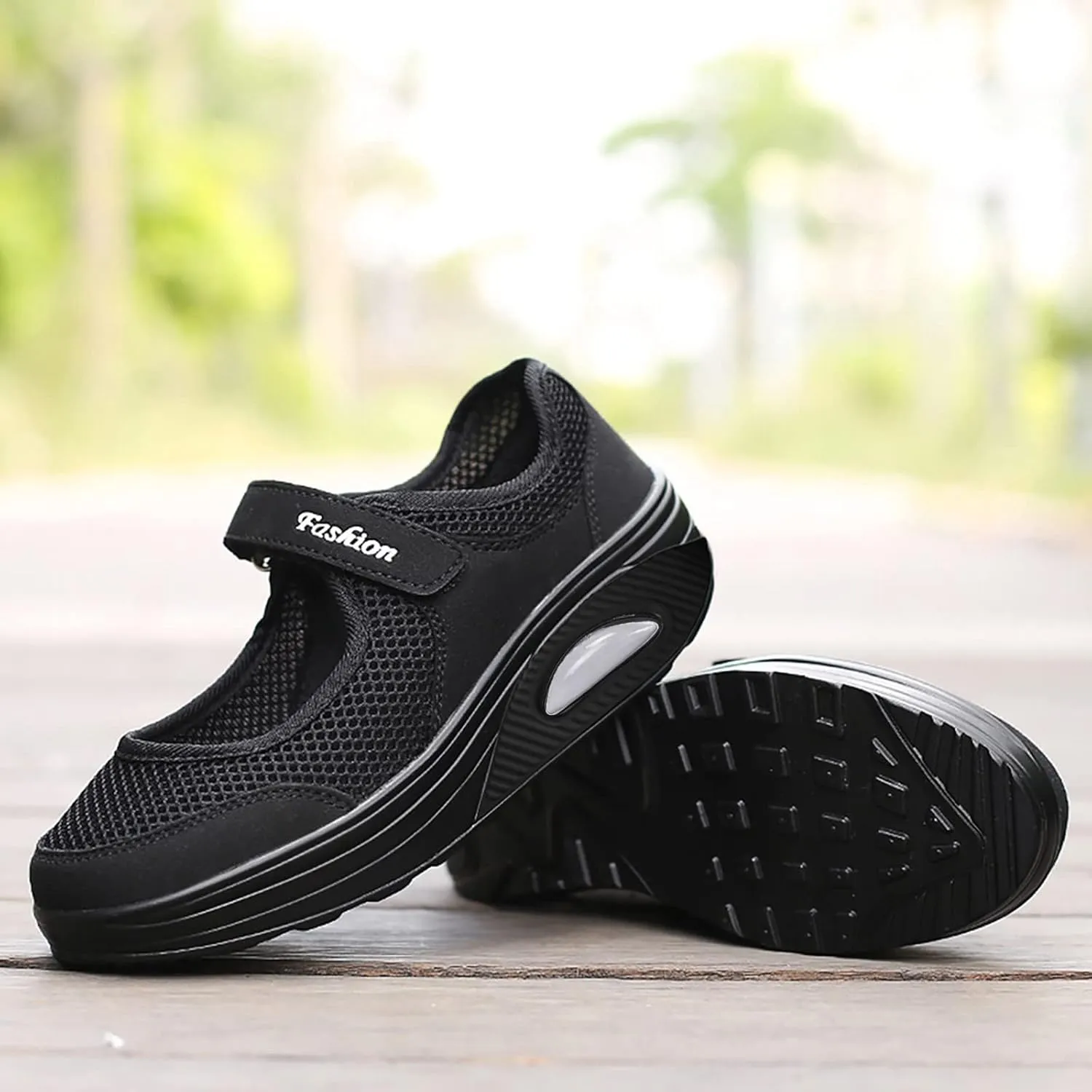 Stretch Cushion Shoes for Women Fashion Lightweight Shoes Casual Workout Shoes Hook Loop Breathable Shoes