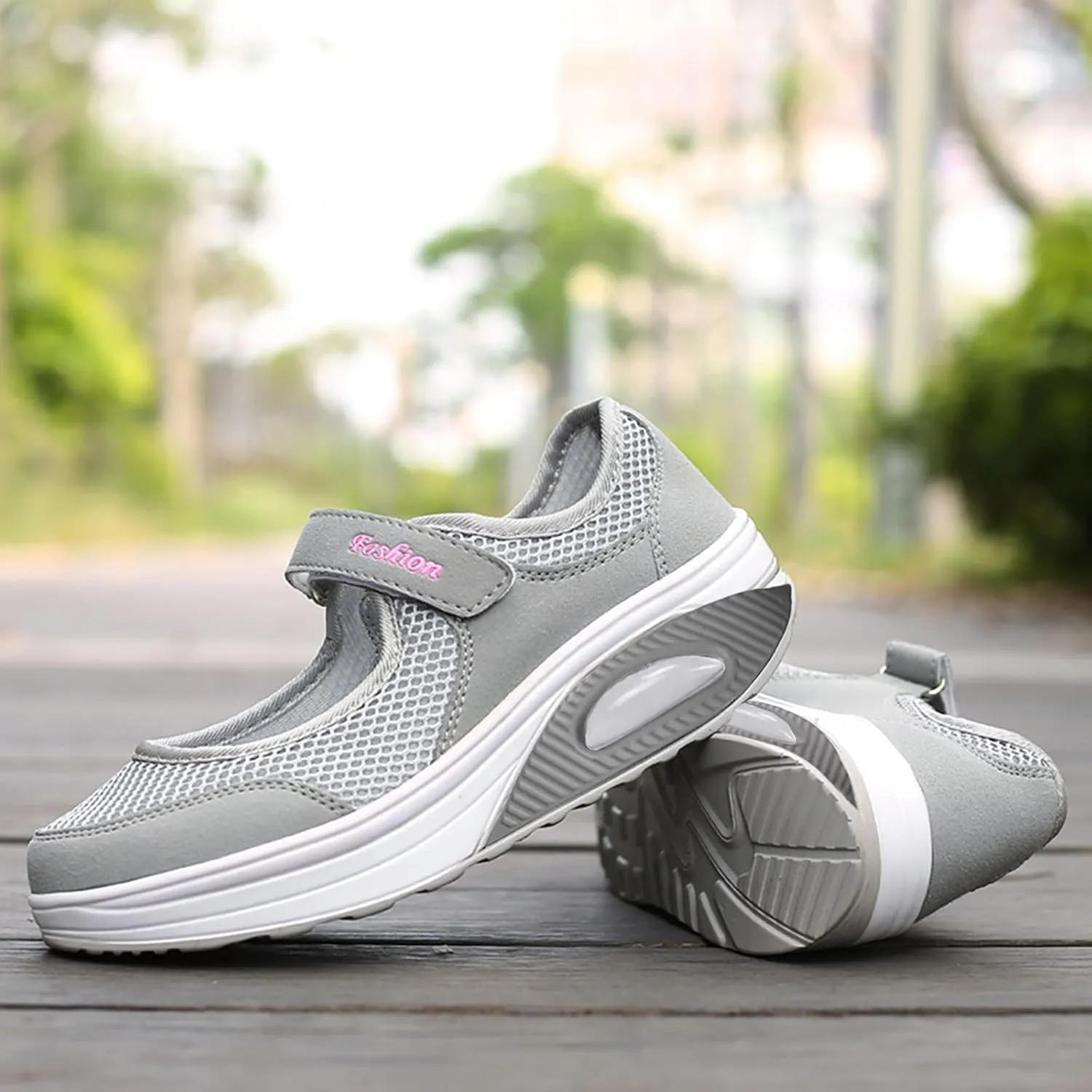 Stretch Cushion Shoes for Women Fashion Lightweight Shoes Casual Workout Shoes Hook Loop Breathable Shoes